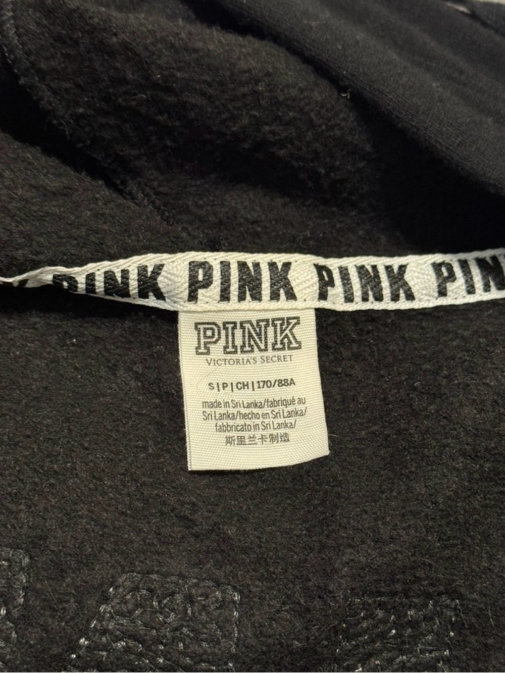 Victoria’s Secret PINK Black Sequin Full Zip Hoodie Gold Silver Bling Size Small - Picture 4 of 4